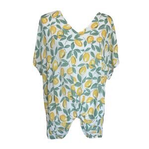 West Kei Lemon Print Sheer Tie Blouse Size XXL